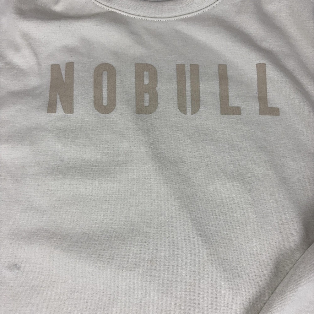 NOBULL Sweatshirt Womens Medium White Crewneck Fleece Pullover Logo Graphic - Picture 7 of 10